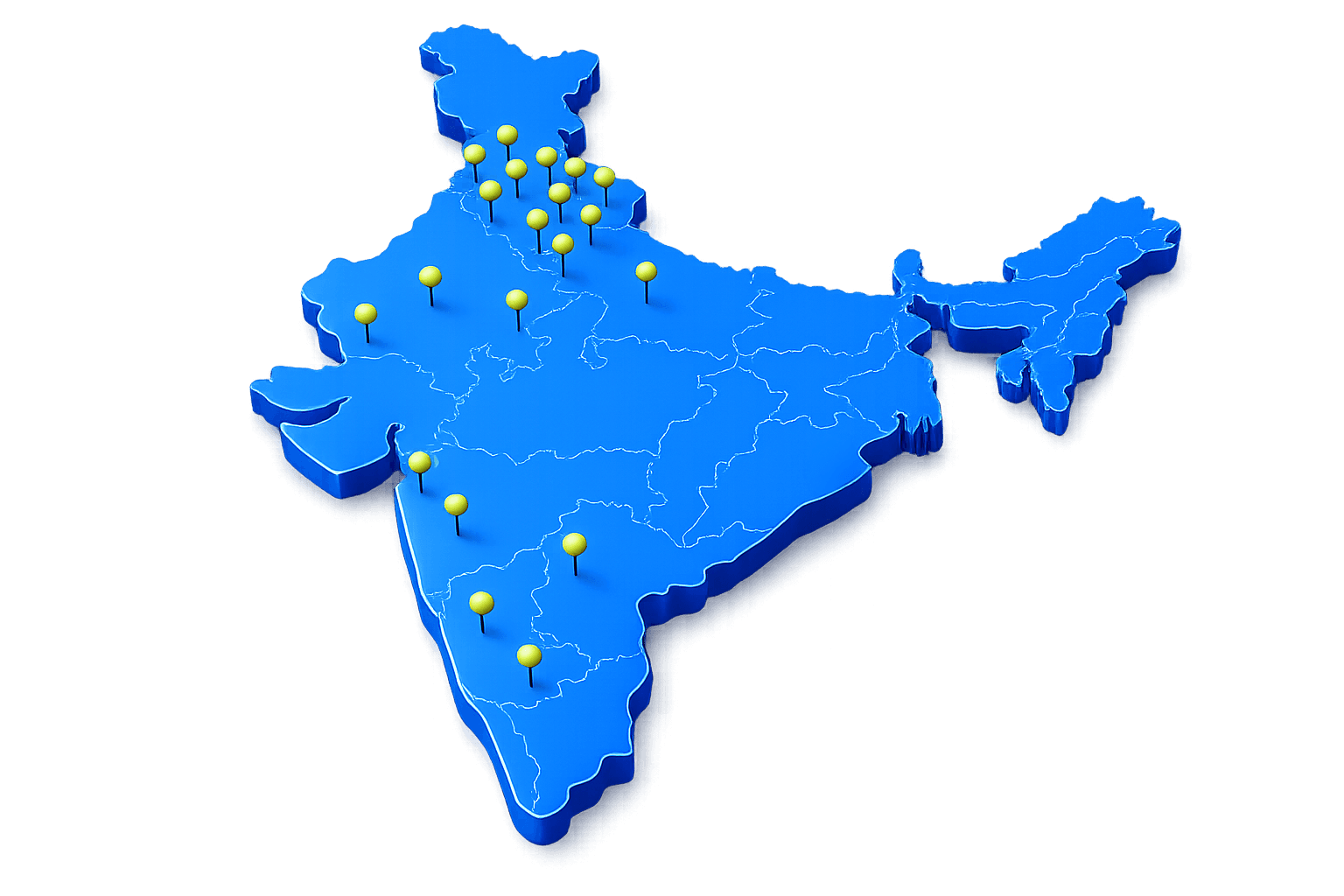 Map showing BuyBacKart pickup cities across India